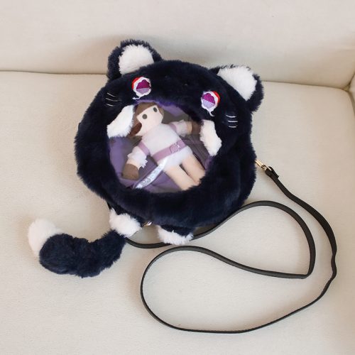 Genshin Impact Scaramouche Plush Cat See-Through Bag Scaramouche Kitten Scaracat Scarameow Plush Bag