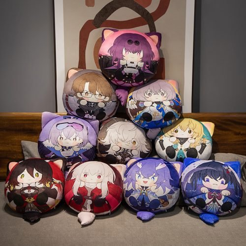 Honkai Star Rail Character Pillow Round Plush with Cute Cat Ears & Tails Honkai Star Rail Plush Pillow