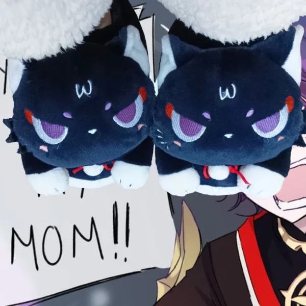 Genshin Scaramouche Cat Plush Slippers Angry Scarameow Plush