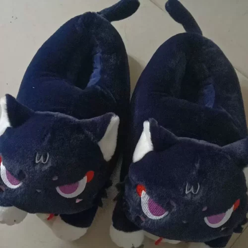 genshin impact scaramouche cat plush slippers. scaramouche cat. scarameow plush. scaramouche plush.