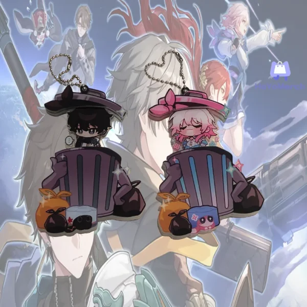 Honkai Star Rail Keychain Sliding Trashcan HSR Keychain March 7th Dan Heng Stelle Caelus