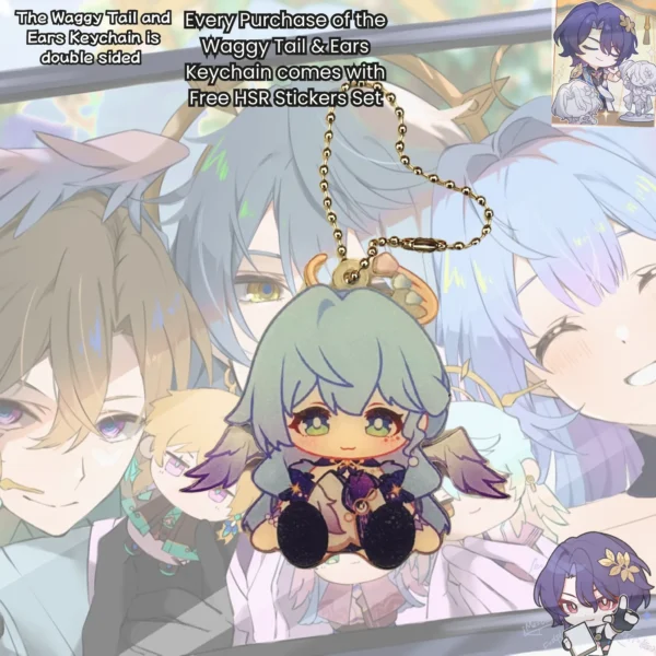 HSR Keychain Waggy Tail & Ears HSR Sunday Robin Aventurine Dr Ratio Honkai Star Rail Keychain