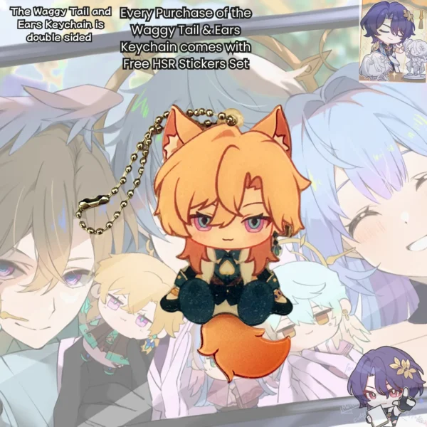 HSR Keychain Waggy Tail & Ears HSR Sunday Robin Aventurine Dr Ratio Honkai Star Rail Keychain