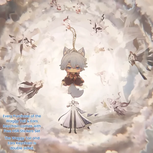 HSR Keychain Amphoreus Waggy Tail & Ears Honkai Star Rail Phainon Aglaea Mydei Castorice Anaxa Hyacine Tribbie Trianne Trinnon