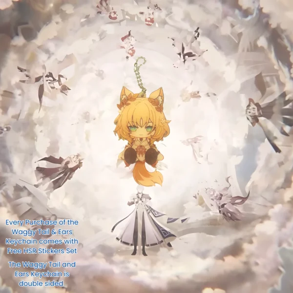 HSR Keychain Amphoreus Waggy Tail & Ears Honkai Star Rail Phainon Aglaea Mydei Castorice Anaxa Hyacine Tribbie Trianne Trinnon