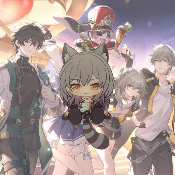 HSR Stelle Caelus March 7th Dan Heng Imbibitor Lunae Astral Express Waggy Tail & Ears Keychain
