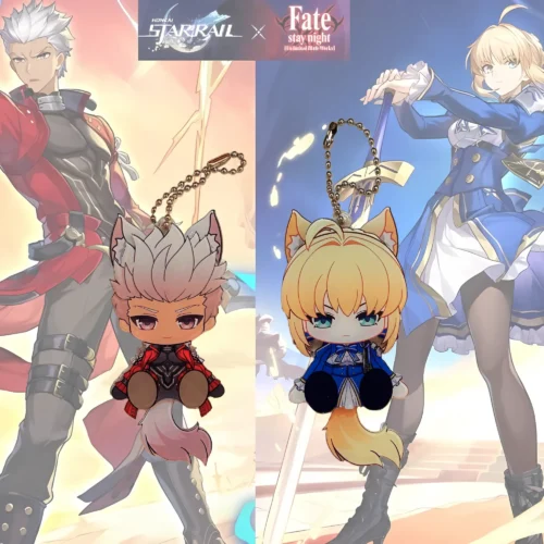 fate stay night x hsr keychain, fate x hsr, fate x honkai star rail, hoyoverse merchandise, official mihoyo merchandise, official hoyoverse merchandise, official honkai star rail merchandise