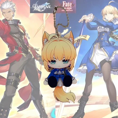 fate stay night x hsr keychain, fate x hsr, fate x honkai star rail, hoyoverse merchandise, official mihoyo merchandise, official hoyoverse merchandise, official honkai star rail merchandise