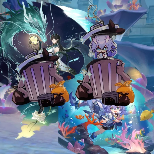 HSR Trashcan Keychain Dan Heng Imbibitor Lunae Bailu Keychain Honkai Star Rail Keychain