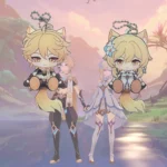 Waggy Genshin Aether Genshin Lumine Genshin Waggy Tail & Ears Genshin Impact Keychain