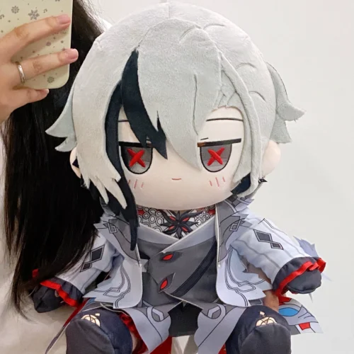Genshin Arlecchino Plushie 40cm 15.7 Inches Cute Chibi Genshin Plushie (ᓀ‸ᓂ) Face