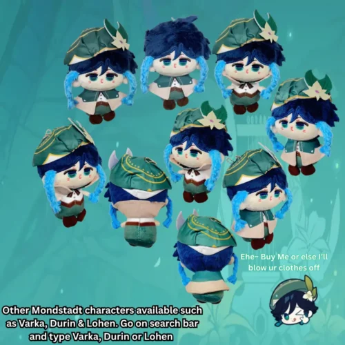 genshin impact mondstadt plushie, venti plush, klee plush, diluc plush, kaeya plush, dahlia plush, genshin plushie, genshin merch, official hoyoverse merch, official mihoyo merch