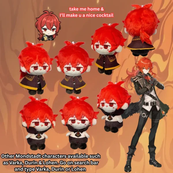Genshin Impact Mondstadt Plushie Venti Plush Klee Plush Diluc Kaeya Dahlia Genshin Merch
